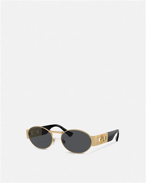 vintage versace unisex gold sunglasses oval medusa head|Versace Medusa sunglasses men.